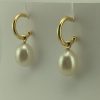 18ct Yellow Gold Freshwater Pearl Hoop Earrings-889