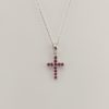 9ct White Gold Ruby Cross and Chain-0