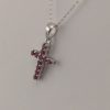 9ct White Gold Ruby Cross and Chain-895