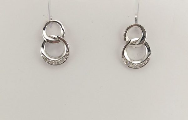 9ct White Gold Diamond Earrings -0