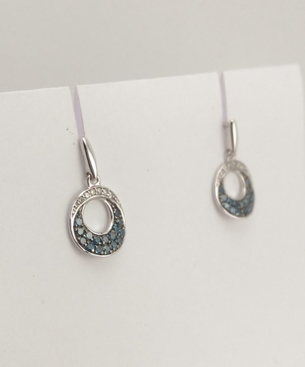 9ct White Gold Blue and White Diamond Earrings -899