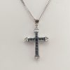 9ct White Gold Sapphire and Diamond Cross and Chain-0