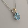 9ct White and Yellow Gold Blue Topaz and Diamond pendant and chain-0