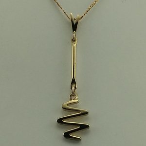 9ct Yellow Gold Handmade Zig Zag Pendant and Chain-0