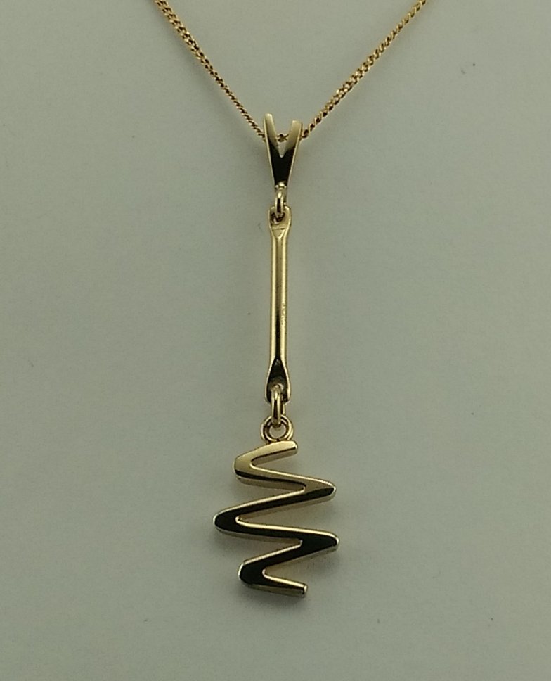 9ct Yellow Gold Handmade Zig Zag Pendant and Chain-0