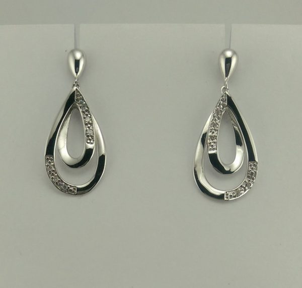 9ct White Gold Diamond Earrings-947