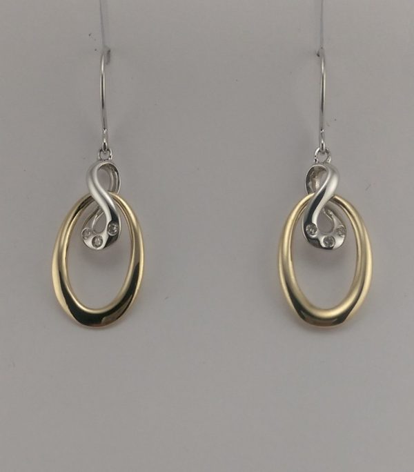 9ct Yellow and White Gold Diamond set Earrings-0