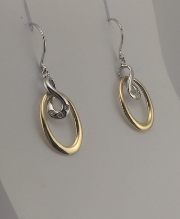 9ct Yellow and White Gold Diamond set Earrings-963