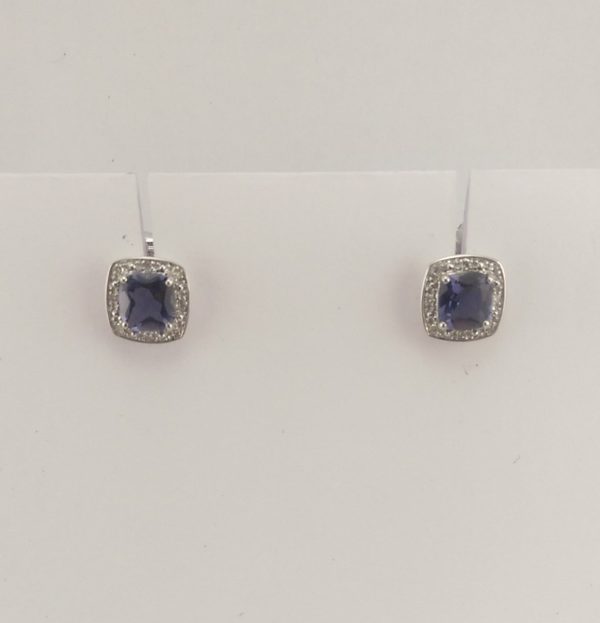 9ct Iolite and Diamond Earrings -973