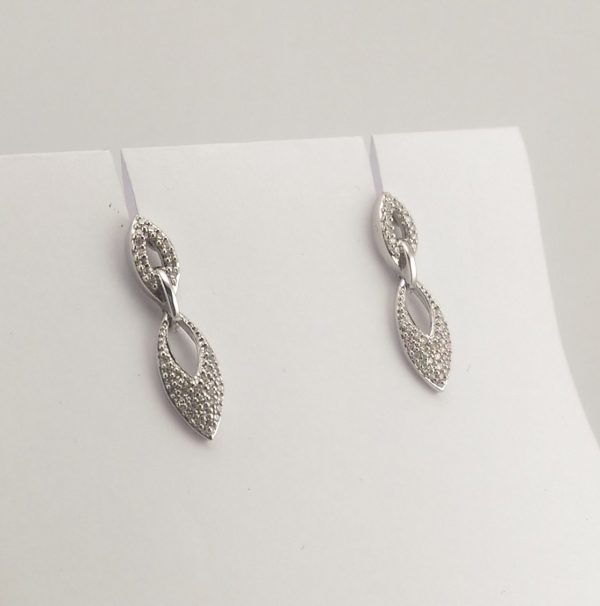9ct White Gold Diamond Earrings -0