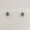 9ct White Gold Emerald and Diamond Earrings-0