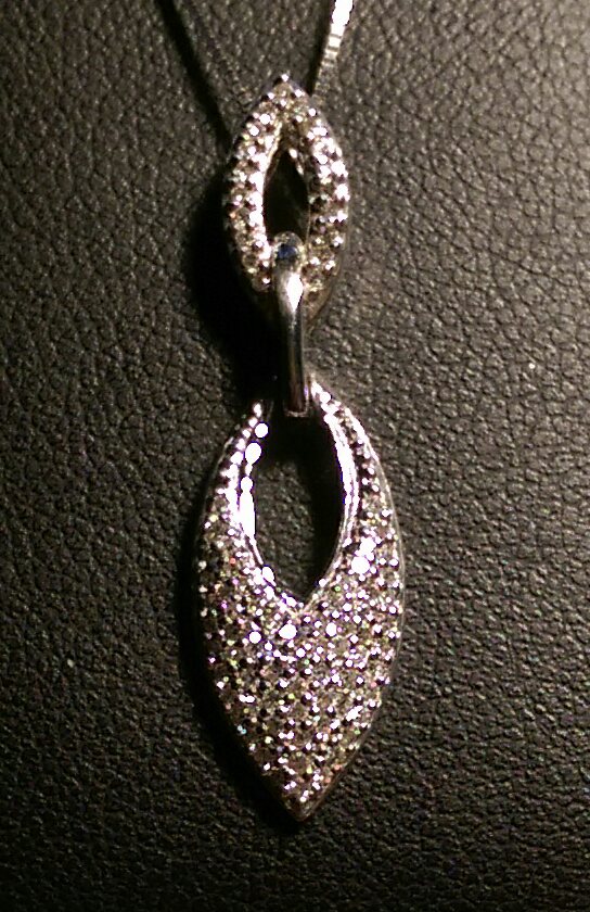 9ct White Gold Diamond Pendant and Chain-980