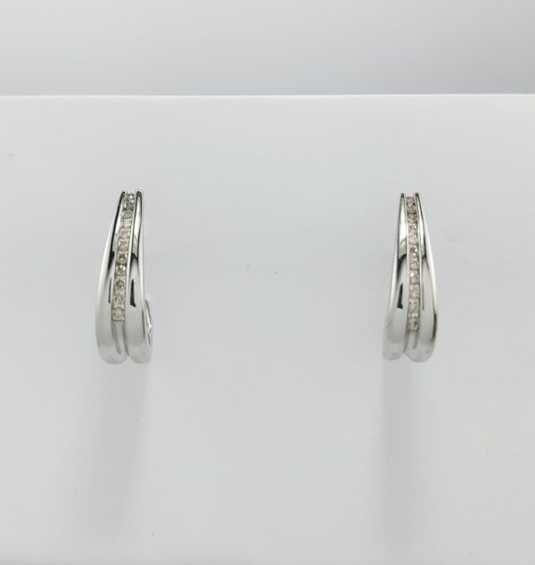 9ct White Gold Diamond Earrings-1634