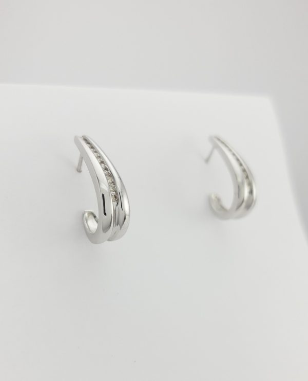 9ct White Gold Diamond Earrings-1635
