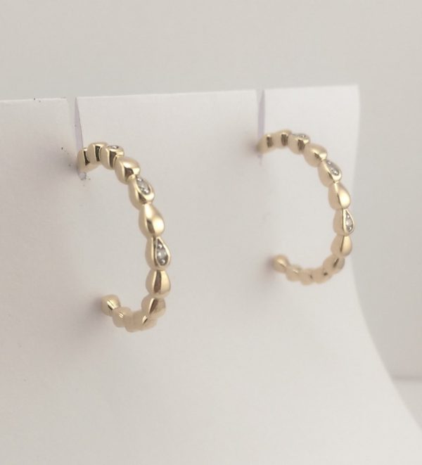 9ct Yellow Gold Diamond set Hoop Earrings-0