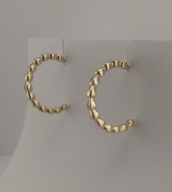 9ct Yellow Gold Diamond set Hoop Earrings-1000