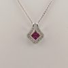 18ct White Gold Ruby Diamond Pendant and Chain-0