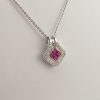 18ct White Gold Ruby Diamond Pendant and Chain-1005