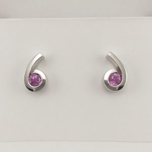 18ct White Gold Pink Sapphire Earrings -0