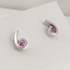 18ct White Gold Pink Sapphire Earrings -1029