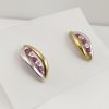 9ct Yellow and White Gold Ruby Diamond Earrings -1032