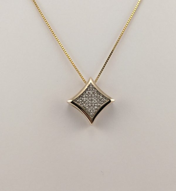 9ct Yellow Gold Diamond Pendant and Chain-0