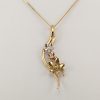 9ct Red White and Yellow Gold Diamond set Flower Pendant-0
