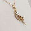 9ct Red White and Yellow Gold Diamond set Flower Pendant-1070