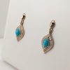 9ct Yellow gold Turquoise and Diamond Earrings -1073
