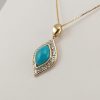 9ct Yellow Gold Turquoise and Diamond Pendant on Chain-1079