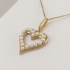 9ct Yellow Gold Heart Shaped Cultured Pearl Pendant on Chain-1090