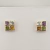 9ct Yellow Gold Amethyst, Peridot, Blue Topaz, and Citrine Earrings-0