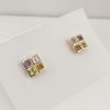 9ct Yellow Gold Amethyst, Peridot, Blue Topaz, and Citrine Earrings-1096