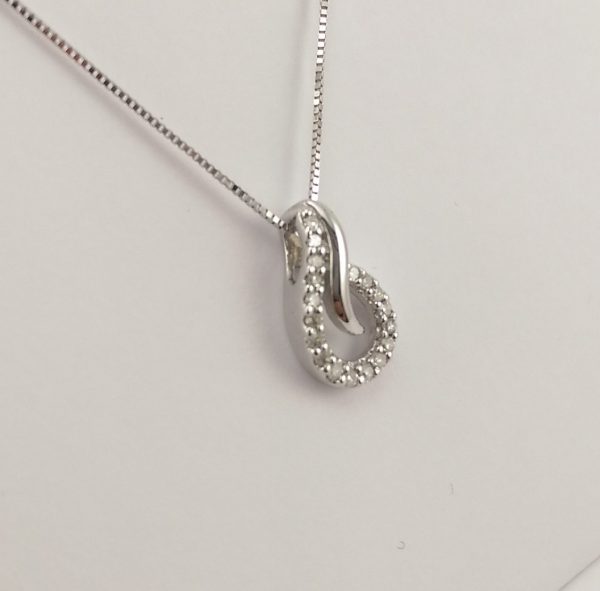 9ct White Gold Diamond Pendant and Chain-0