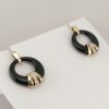 9ct Yellow Gold Black Onyx and Diamond Earrings-1105