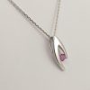 9ct White Gold Pink Sapphire Pendant on Chain-1109
