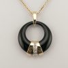 9ct Black Onyx and Diamond pendant on Venetian box chain-0