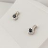 9ct White Gold Sapphire and Diamond Earrings-1123