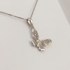 9ct White Gold and Diamond Butterfly Pendant on fine Venetian box chain-1129