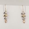 9ct Red White and Yellow Gold Flexible Leaf Drop Earrings -0