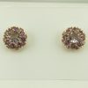 9ct Yellow Gold Amethyst and Pink Tourmaline Cluster Earrings-1141