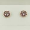 9ct Yellow Gold Amethyst and Pink Tourmaline Cluster Earrings-0
