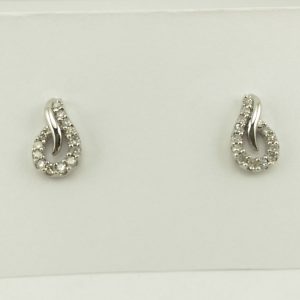 9ct White Gold Diamond set Stud Earring -0