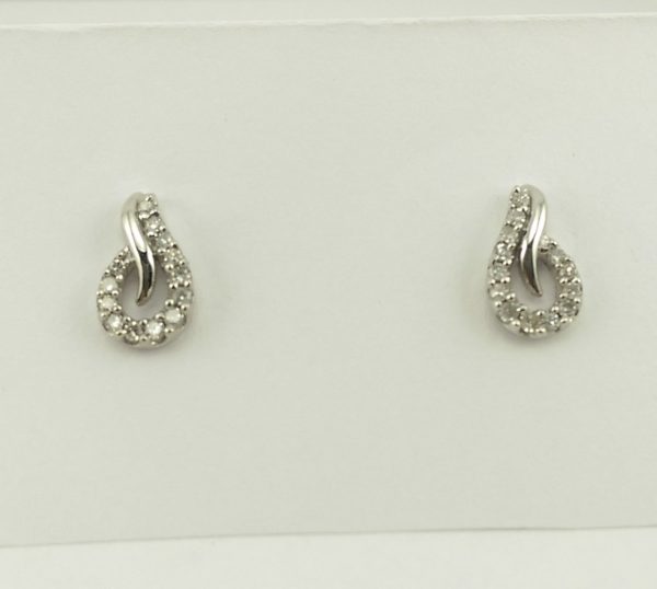 9ct White Gold Diamond set Stud Earring -0