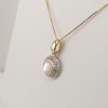 9ct Yellow Gold Mother of Pearl and Diamond Pendant on Fine Venetian Box Chain-1160