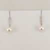 9ct White Gold Diamond Bar and Freshwater Pearl Earrings -1259