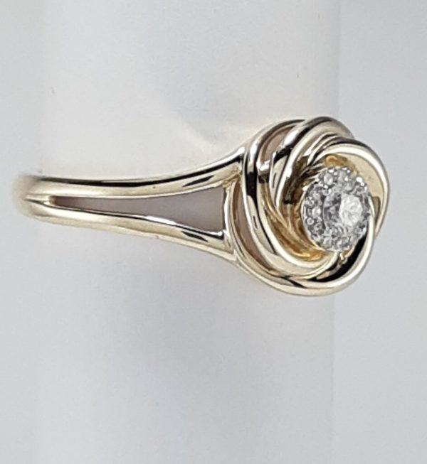 9ct Yellow Gold Diamond set Swirl Design Ring-1211