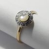 9ct Yellow Gold Mother of Pearl and Diamond Cluster Ring-1196