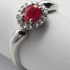 9ct White Gold Ruby and Diamond Oval Cluster Ring -0