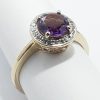 9ct Yellow Gold Amethyst and Diamond Cluster Ring-0